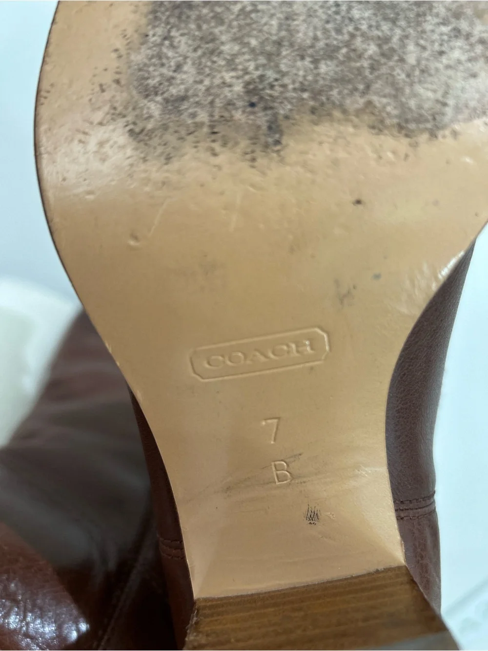 Coach Fayth Leather Riding Boot Chestnut Brown Size 7 B Classic Old Money
